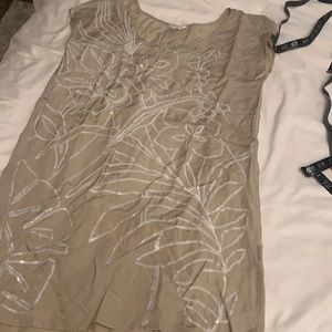 Club Monaco Tan Floral Sequins Dress Size XS
